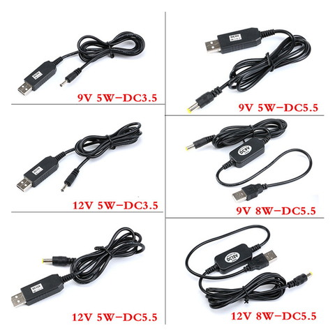USB Step Up Cable USB DC 5V to DC 9V DC 12V Step Up Boost Module Converter Adapter Cable 5W 8W 3.5*1.35/5.5*2.1mm Connector Plug ► Photo 1/5