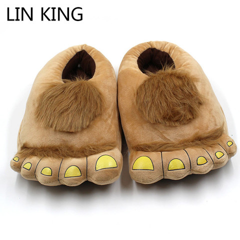 LIN KING Sweet Savage Foot Unisex Winter Home Floor Slippers Warm Plush Indoor Cotton Shoes Non-Slip Bedroom Shoes For Lovers ► Photo 1/6