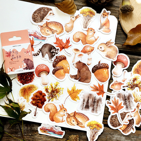 46 Pcs/Pack Autumn forest animals Decoration Adhesive Stickers DIY Cartoon Stickers Diary Sticker Scrapbook Stationery Stickers ► Photo 1/5