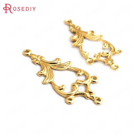 (34839)10PCS 33.5x15MM 24K Gold Color Brass Earring Connect Charms Pendants High Quality Diy Accessories Jewelry Findings ► Photo 1/3