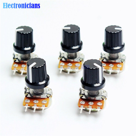 1PCS WH148 Potentiometer 1K 10K 20K 50K 100K 500K Ohm Resistor 3 Pin Linear Taper Rotary Potentiometer for Arduino with Cap Knob ► Photo 1/6