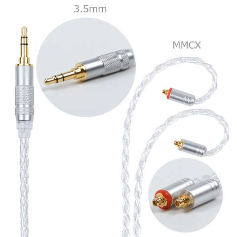 NICEHCK MMCX/2Pin Connector 4.4/3.5/2.5mm Balanced 8 Core Silver Plated Cable Fo