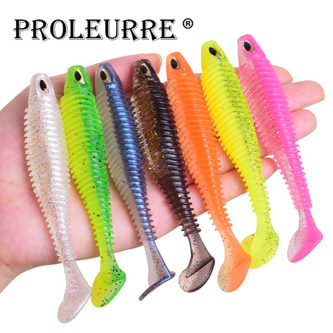 Proleurre shad Soft Lures 80mm 110mm Artificial 3D Eye Two color silicone Baits Fishing Lure leurre silicone Bait T Tail Wobbler ► Photo 1/6