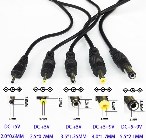 Cable 80cm USB Port to DC 2.0 2.5 3.5 4.0 5.5mm 5V DC Barrel Jack Power Cable Connector Black For LED Lamp Or Other Equipment ► Photo 1/6