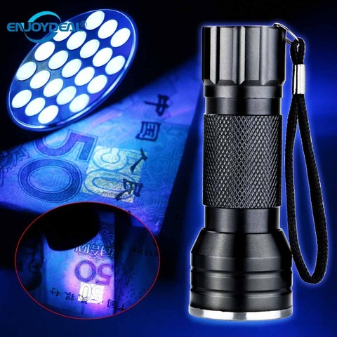 Hot Selling 21 LED UV LED Flashlight Mini 395nm Ultra Violet Flashlight Torch Blacklight Aluminum Lamp Light Lanterna ► Photo 1/6