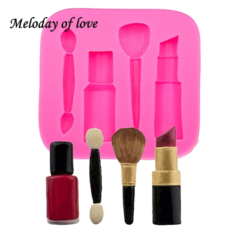 Makeup tools lipstick nail polish chocolate Party DIY fondant cake decorating tools silicone mold dessert moulds T0075 ► Photo 1/6
