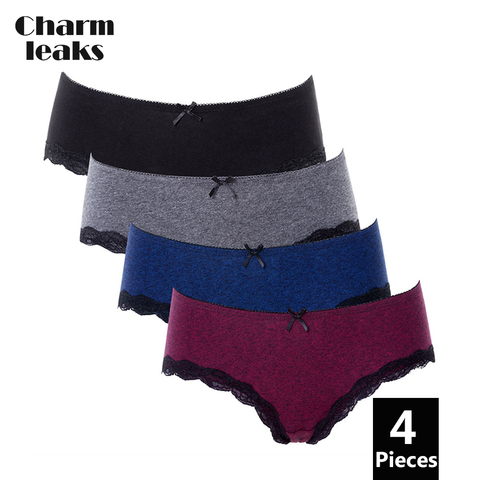 Charmleaks Women Underwear Hipster 4 Packs Cotton Panties Soft Strech  comfort solid Ladies Bow tie Mid-waist Hot Sale - Price history & Review, AliExpress Seller - Charmleaks Store