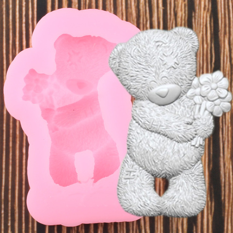 3D Bear Silicone Mold DIY Baby Birthday Party Cake Decorating Tools Cupcake Topper Fondant Baking Chocolate Candy Molds ► Photo 1/6