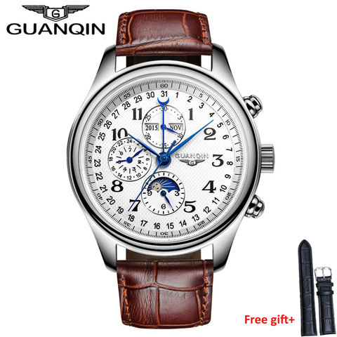 GUANQIN Brand Automatic Watches men Sapphire Mechanical Men Watch Waterproof Calendar Leather men Wristwatch otomatik erkek saat ► Photo 1/6