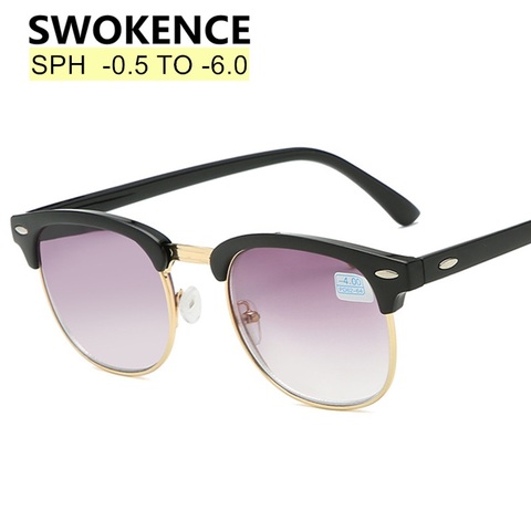 SWOKENCE Prescription Sunglasses With Diopter SPH -0.5 -1.0 TO -5.5 -6.0 Men Women Fashion Myopia Spectacles Nearsighted F112 ► Photo 1/6