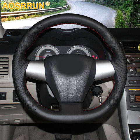 AOSRRUN Genuine Leather Steering Wheel Cover Case for Toyota COROLLA 2011 RAV4 2012 Car-styling ► Photo 1/3