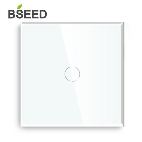 Bseed 1 Gang 1 Way EU Standard Light Touch Switch 300W Black White Golden With Crystal Glass Panel ► Photo 1/6