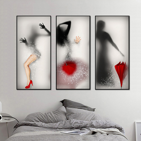 SELFLESSLY Modern Pictures Sexy Girl With Umbrella Figures Silhouette Canvas Prints For Living Room Wall Pictures Decoration ► Photo 1/6