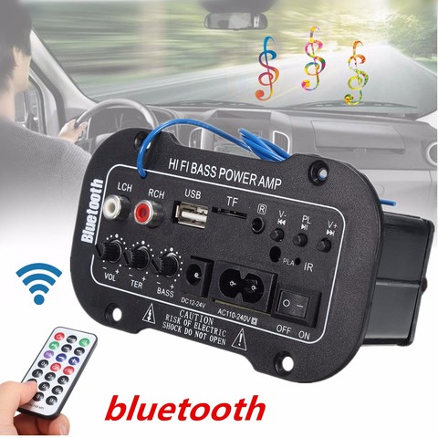 New Universal bluetooth Amplifier Board Speaker USB FM Radio TF Player Subwoofer DIY Amplifiers For Motorcycle Car Home Theater ► Photo 1/6