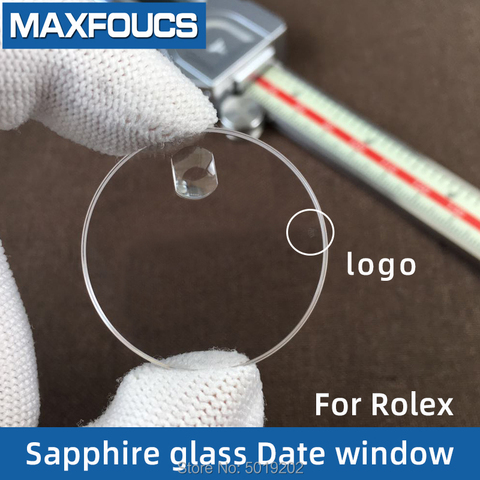 Sapphire crytal glass For Rolex With date window with logo Anti-scratch  watch glass 30.4x29.5x1.8mm/32.65/29.4/25.3/21.3/32.7mm ► Photo 1/6