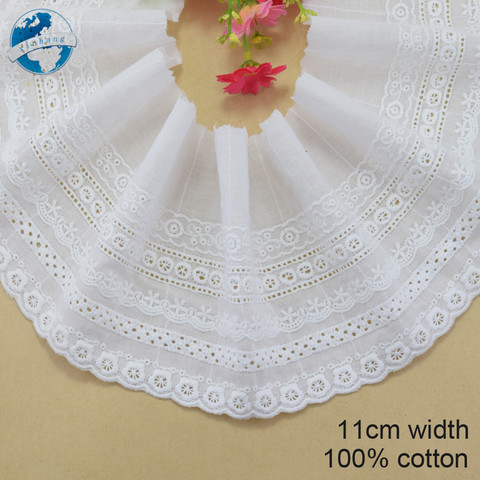 11cm width 100% Cotton embroid lace sewing ribbon guipure trim fabric warp knitting DIY Garment Accessories african lace#3314 ► Photo 1/5