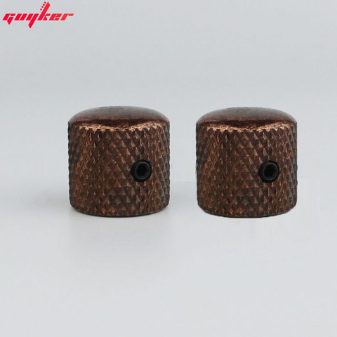 2 Pcs Electric Guitar And Bass Tone And Volume Metal Electronic Control Bronze color Adjustable Knobs Cap ► Photo 1/5