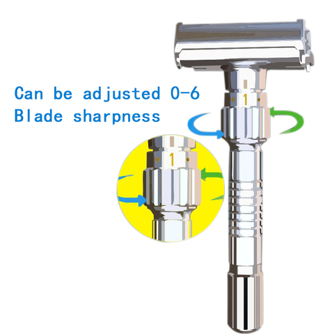 Classic Handle Razors Double-Edged Butterfly Twisted Opening T-Shaped 9-Speed Radical Adjustment Front Razors Unisex Sent 5 Blad ► Photo 1/6