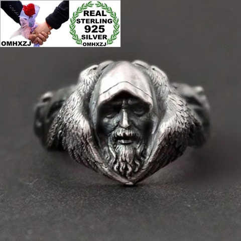 OMHXZJ Jewelry Wholesale RR1186 European Fine Fashion Man Party Birthday Wedding Gift Vikings Warrior 925 Sterling Silver Ring ► Photo 1/6