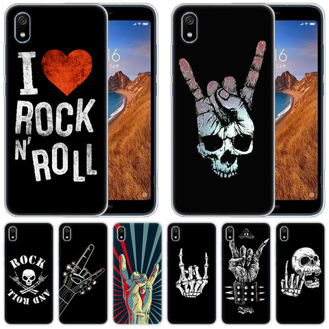 luxury Silicone Case Rock roll skull for Xiaomi Redmi K20 Pro 7 7A 6 6A 4X 5 Plus S2 GO Note 8 7 6 5 Pro 4   Fashion Cover ► Photo 1/6