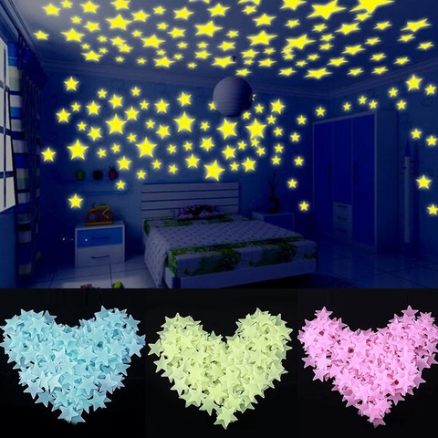 Buy Online 100pcs Set Glow In The Dark Toys Luminous Star Stickers Bedroom Sofa Fluorescent Painting Toy Pvc For Kids Bedroom Decor Gifts Alitools