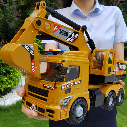 Large engineering vehicle Model Die-cast Alloy Metal Car Excavator crane mixer truck Model Toy music light for Kids outdoor game ► Photo 1/6