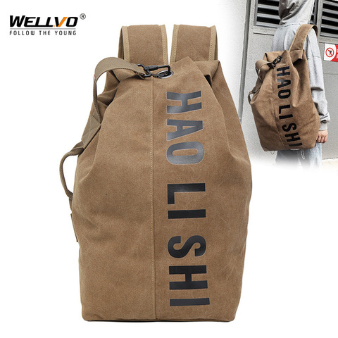 Men Travel Bag Mountaineering Backpack Male Canvas Large Capacity Bucket Shoulder Bags For Boys Man Army Rucksack Mochila XA33ZC ► Photo 1/6