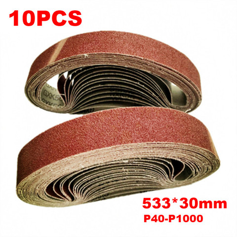 10pcs 30*533mm Sanding Belt 40-1000 Grit Aluminium Oxide Sander Grinder Belt Dremel Accessories for Polishing Grinding ► Photo 1/4