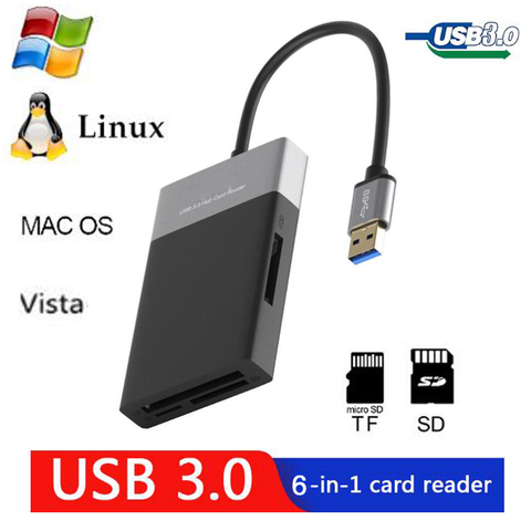 USB SD Card Reader USB 3.0 Memory Card Reader Writer Compact Flash Card  Adapter for CF/SD/TF Micro SD/Micro Card for Wind