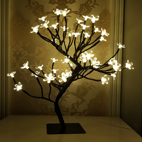 New 24/36/48 Leds Cherry Blossom Desk Top Bonsai Tree Light White  Black Branches Festival Home Party Wedding Indoor Decoration ► Photo 1/5