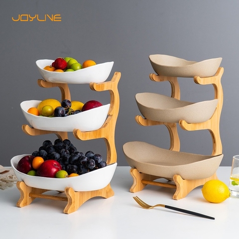 JOYLIVE Creative Modern Ceramic Candy Dish Living Room Home Three-layer Fruit Plate Snack Plate Dried Fruit Fruit Basket ► Photo 1/6