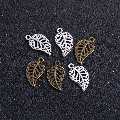 30pcs 10*18mm two color Metal Hollow mini Leaves Jewelry Charms Jewelry Pendants Fit Jewelry Making Charms ► Photo 1/4