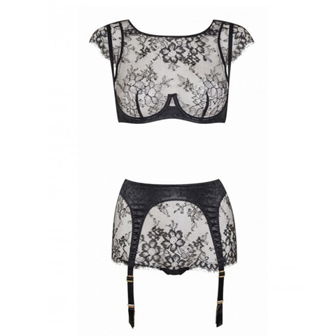 Comeondear Lace Bra and Panty Sets Black White Push Up Lenceria Sexy Mujer Plus Size Women Lingerie Underwear Sexy Set R80312 ► Photo 1/6