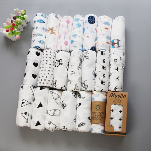 Muslin Blanket 100% Cotton Baby Swaddles 120*120cm Soft Newborn Blankets Bath Gauze Infant Kids Wrap Sleepsack Stroller Cover ► Photo 1/6