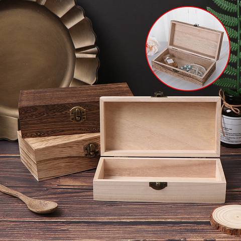 1pc Retro Jewelry Box Organizer Desktop Natural Wood Clamshell Storage Case Home Decoration Handcrafted Wooden Boxes New ► Photo 1/6