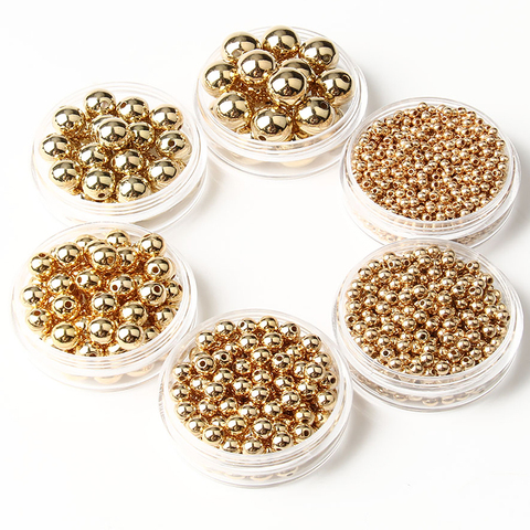 Wholesale 3 4 6 8 10 12mm 30-500pcs Gold Metal Plated CCB Round Seed Spacer Loose Beads For Jewelry making DIY ► Photo 1/6