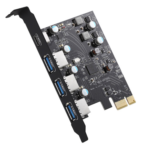 PCI-E to USB 3.0 card  Type C (1), Type A (3 )  without  additional power supply PCI Express Expansion Card  for Windows Mac Pro ► Photo 1/6