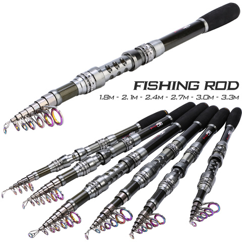 Sougayilang Carbon Telescopic 2.1-3.3m Multifunction Fishing Rod Portable Travel Spinning Fishing Pole Fishing Tackle Pesca ► Photo 1/6