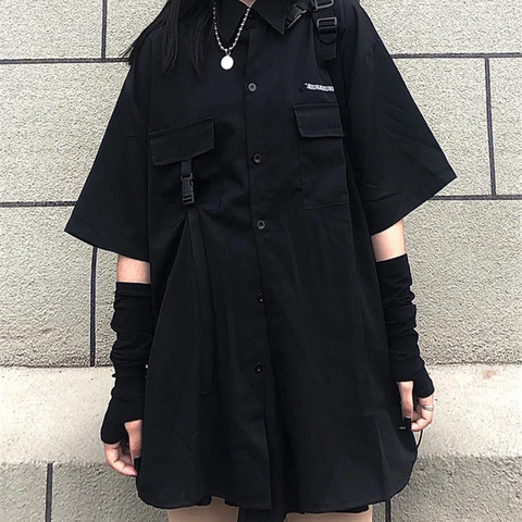 Single / set summer Korean versatile dark loose BF shirt top women fashion two piece set skirt jupe dropshipping ► Photo 1/6
