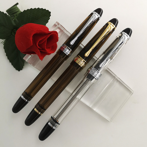 Wing Sung 699 Vacuum Filling Fountain Pen Wingsung Acrylic Transparent / Solid Section EF/F/M/Bent Nib with Box Office Gift Pen ► Photo 1/6