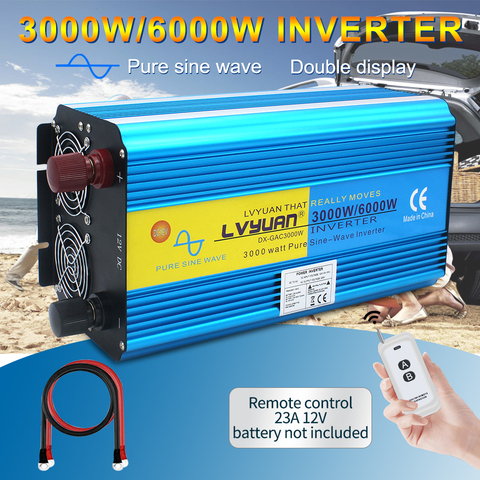 3000W/6000W  pure sine wave power inverter transformer DC 12V/24V TO AC220V/230V/240V CAMPING BOAT Converter with remote control ► Photo 1/6