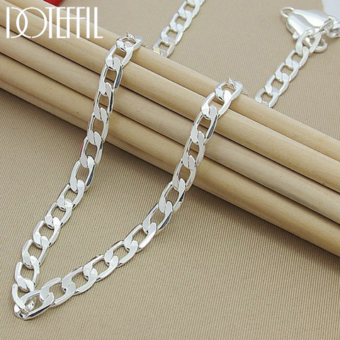 DOTEFFIL 925 Sterling Silver 8mm 24 Inch Sideways Chain Necklace For Women Men Engagement Wedding Fashion Charm Jewelry ► Photo 1/4