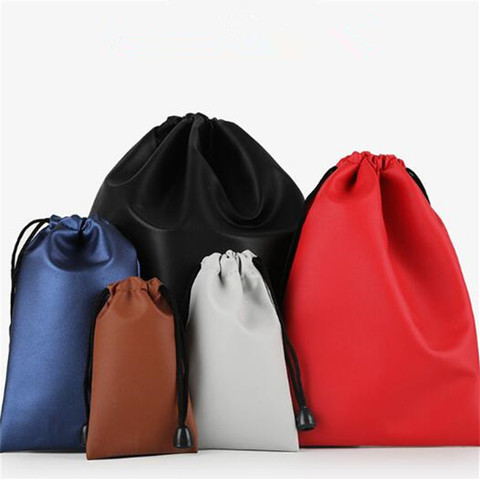 High Quality Custom Logo Bag PU Leather Drawstring Bags Headset Data Cable Waterproof Storage String Bag Gifts Pouch ► Photo 1/5