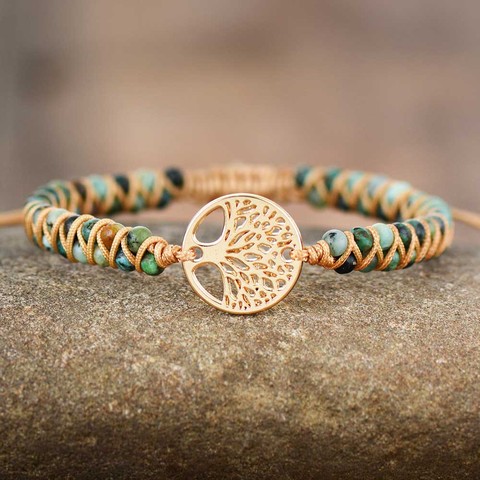 Tree Charm Bracelets African Japser String Braided Bracelets Yoga Friendship Lover Bracelet ► Photo 1/6