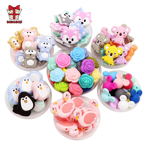 BOBO.BO 10pcs Silicone Beads Animal Koala Raccoon Food Grade Baby Silicone Teething Toy BPA-Free DIY Pacifier Chain Accessories ► Photo 1/6