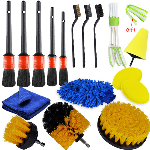 Detailing Brush Set Car Cleaning Brushes Power Scrubber Drill Brush For Car Leather Air Vents Rim Cleaning Dirt Dust Clean Tools ► Photo 1/6