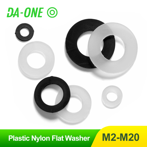 M2 M2.5 M3 M4 M5 M6 M8 M10 M12 M14 M16 M18 M20 White Black Nylon Plastic Flat Washer Plane Spacer Insulation Seals Gasket Ring ► Photo 1/6