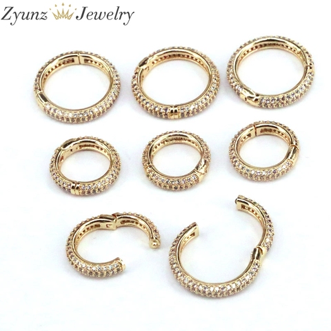 10PCS, Micro Pave CZ Spring Buckle Metal Snap Clasp, Round Circle Snap Hook for Jewelry Key Chain Handbag Fashion Supply ► Photo 1/3