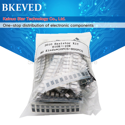 800pcs 2010 SMD Resistor Kit Assorted Kit 1ohm-1M ohm 5% 80valuesX 10pcs=800pcs Sample Kit ► Photo 1/1