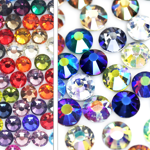 Mix Colors AB ss6-ss30 hot fix rhinestones flat back crystals strass glitters glass stones for DIY wedding cloth dresses garment ► Photo 1/6